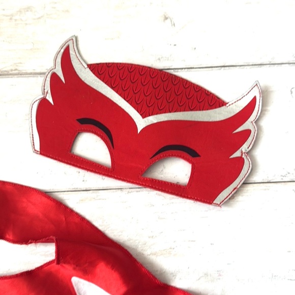 Owlette PJ Masks Toddler Costume Cape Wings & Eye Mask Red Dress Up Halloween - Picture 2 of 3